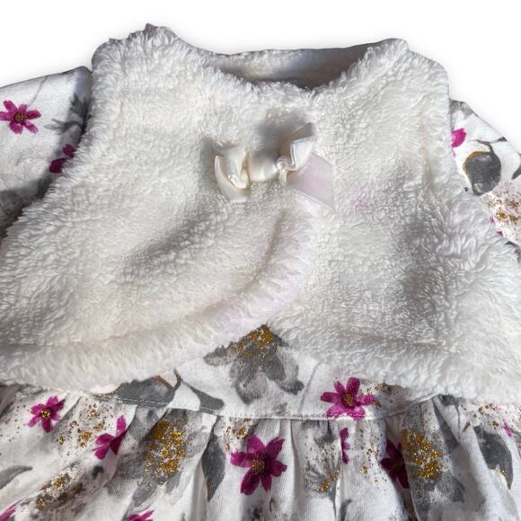 Just One You Carter’s Floral Baby Dress Sherpa Vest 12 Months Winter Holiday - Picture 3 of 7